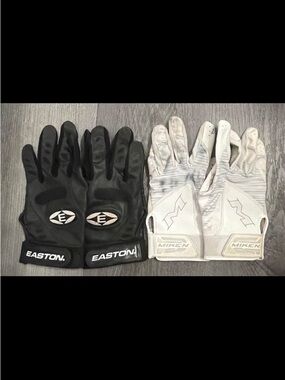 Easton Black Batting Gloves & White Miken Batting Gloves - Pair - Softball